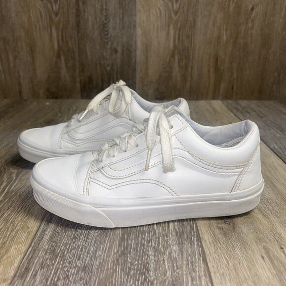 VANS Classic Old Skool White Leather Sneaker Skate Shoes US Size M 4.5 / W 689+3 - Picture 5 of 11